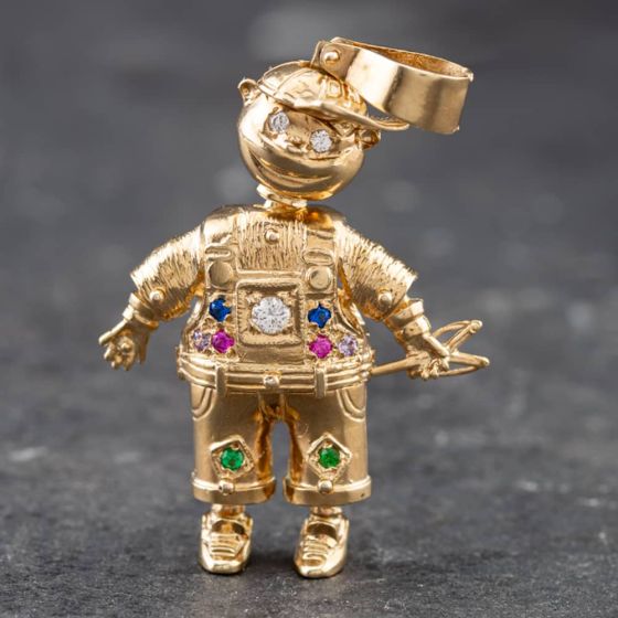 Second Hand 9ct Yellow Gold Cubic Zirconia Little Boy Loose Pendant 41141431