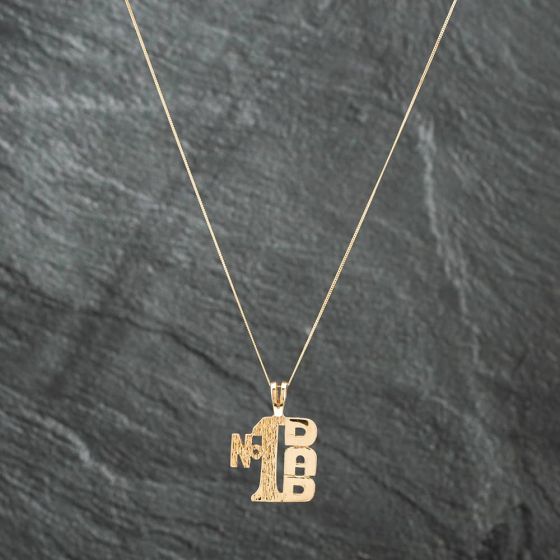 Second Hand 9ct Yellow Gold No 1 Dad Pendant & 18 Inch Curb Chain 41141551