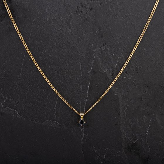 Second Hand 9ct Yellow Gold Round Sapphire Single Stone Pendant 4114183