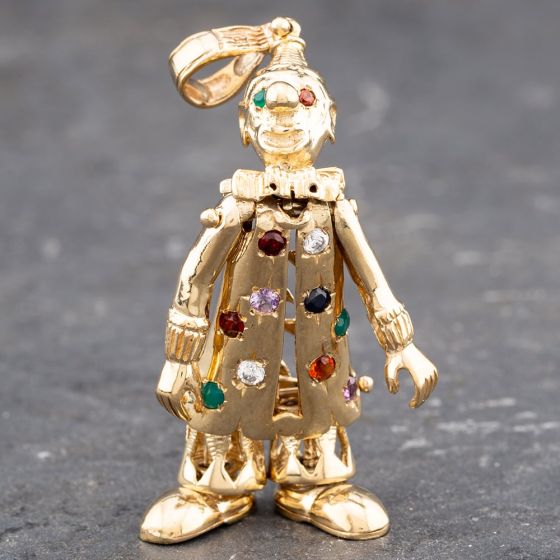 Second Hand 9ct Yellow Gold Cubic Zirconia Large Clown Gemstone Loose Pendant 41142034