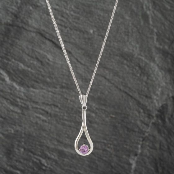 Second Hand 9ct White Gold Pink Cubic Zirconia Set Earrings & 18 Inch Foxtail Jewellery Set 41142292