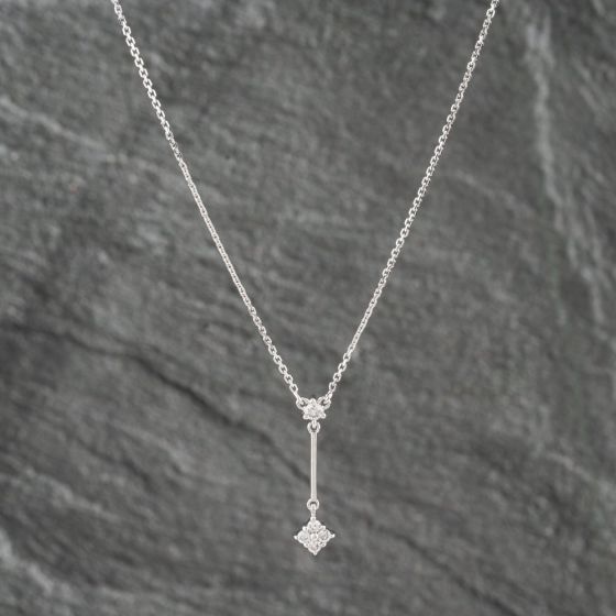 Second Hand 18ct White Gold Diamond Set Earrings & 16 Inch Trace Jewellery Set 41142294