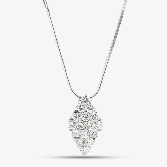 Second Hand 14ct White Gold 1.14ct Brilliant Cut Diamond Marquise Shaped Pendant & 18 Inch Chain 41142328