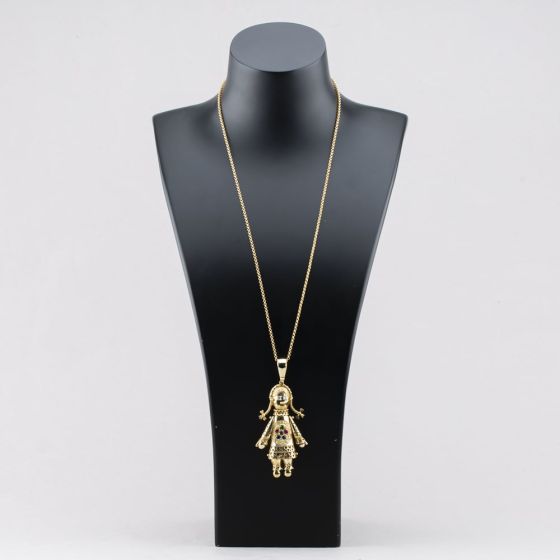 Second Hand 9ct Yellow Gold Cubic Zirconia Large Heavy Ragdoll Pendant ...