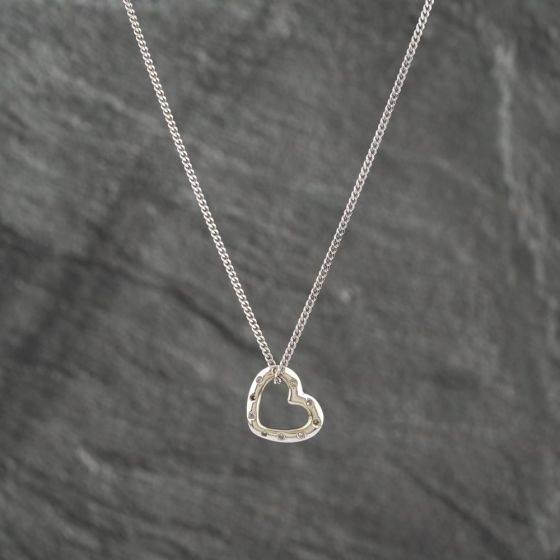 Second Hand 9ct White Gold 0.05ct Diamond Rubover Set Pendant & 16 Inch Curb Chain 41142378