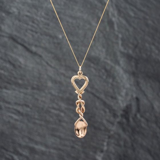 Second Hand Clogau 9ct Two Colour Gold Love Spoon Pendant & 18 Inch Curb Chain 41142622