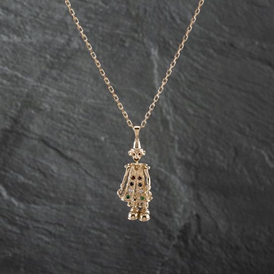 Second Hand 9ct Yellow Gold Cubic Zirconia Clown Gemstone Pendant & 19 Inch Trace Chain 41142808