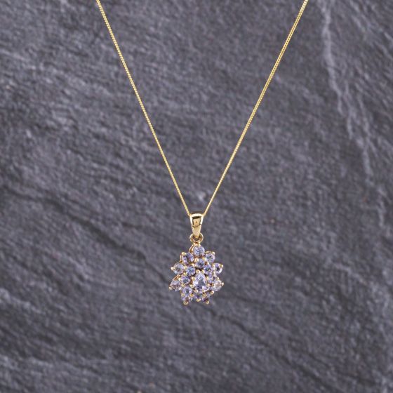 Second Hand 9ct Yellow Gold Tanzanite Pendant & 18 Inch Curb Chain 41143194