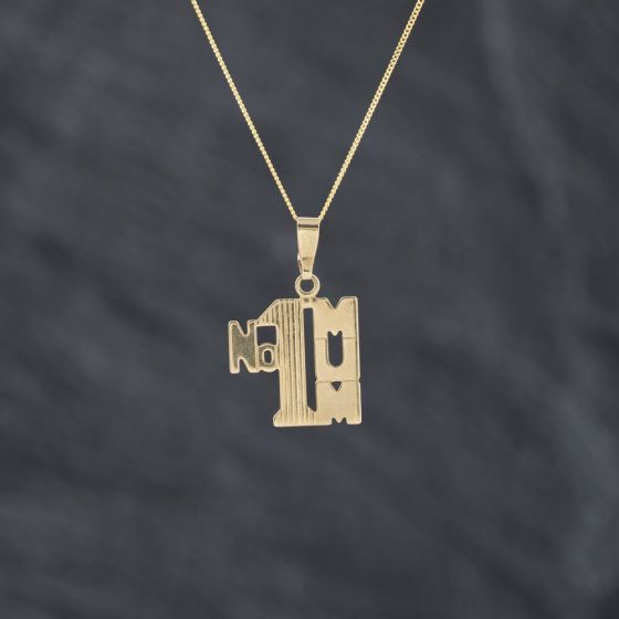 Second Hand 9ct Yellow Gold Number One Mum Pendant & 18 Inch Curb Chain 41143421