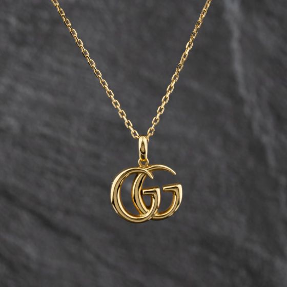 Second Hand 18ct Yellow Gold Gucci Gg Pendant & Adjustable Trace Chain 41143435