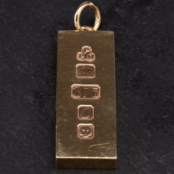 Second Hand 9ct Yellow Gold Oblong Ingot Pendant 4114451
