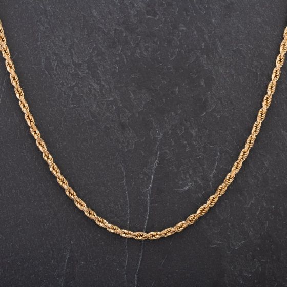 Second Hand 9ct Yellow Gold 19 Inch Solid Link Rope Chain 4116110
