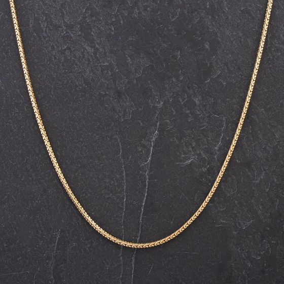 Second Hand 9ct Yellow Gold 24 Inch Fancy Square Link Chain 4116111