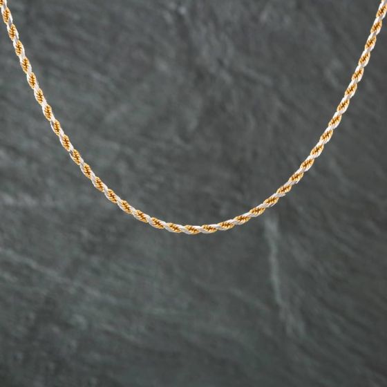 Second Hand 9ct Two Colour Gold 16 Inch Rope Chain 41161202