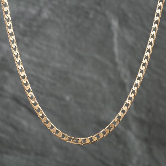 Second Hand 9ct Yellow Gold Oblong Flat 18 Inch Curb Chain 41161375