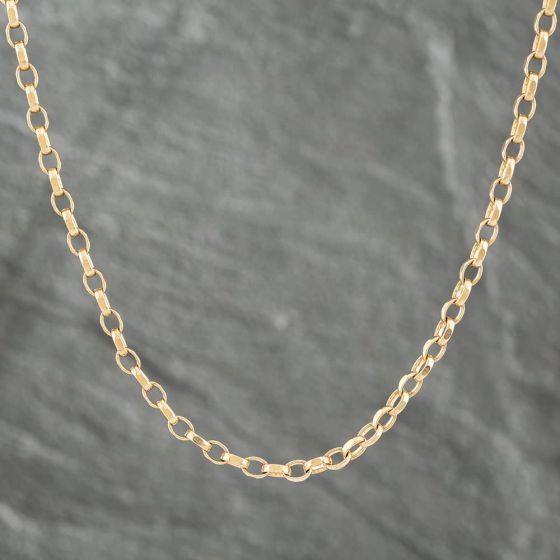 Second Hand 9ct Yellow Gold Oval Facet Link 18 Inch Belcher Chain 41161431