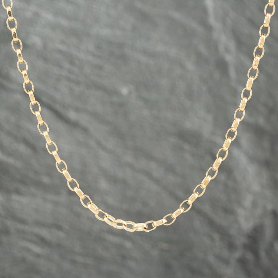 Second Hand 9ct Yellow Gold Oval Facet Link 24 Inch Belcher Chain 41161435