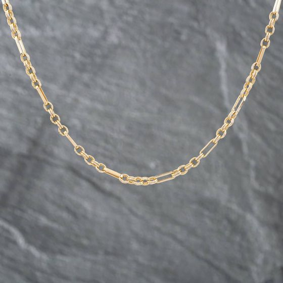 Second Hand 9ct Yellow Gold Fancy Link 19 Inch Bar Chain 41161593