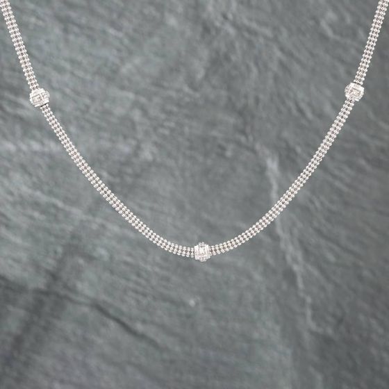 Second Hand 9ct White Gold Cubic Zirconia 17 Inch Gemstone Ball Chain 41161620