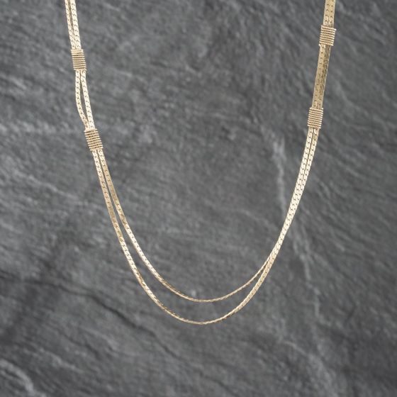 Second Hand 9ct Yellow Gold Double Flat Fancy 16 Inch Chain 41161825