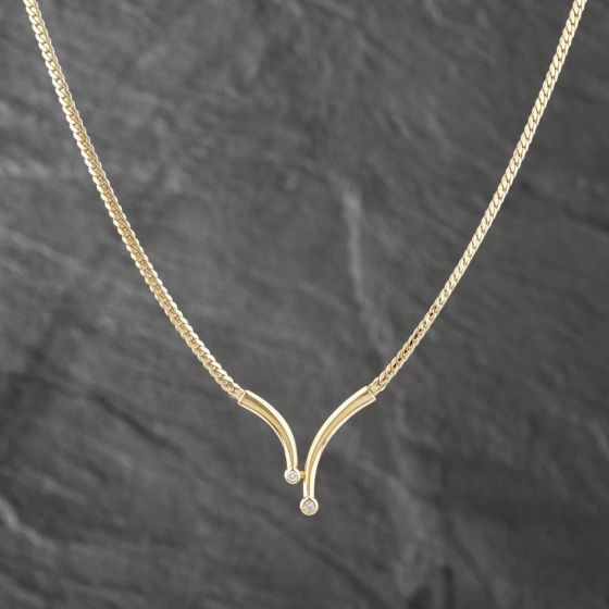 Second Hand 9ct Yellow Gold 0.08ct Brilliant Cut Diamond Set 16 Inch Necklace 41161866