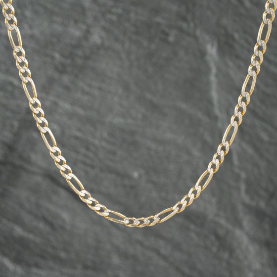 Second Hand 9ct Two Colour Gold 16 Inch Figaro Chain 41161949