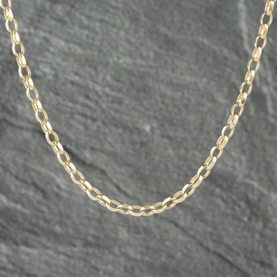 Second Hand 9ct Yellow Gold Oval Link 18.5 Inch Belcher Chain 41161974