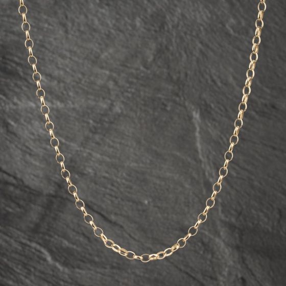 Second Hand 9ct Yellow Gold Oval Link 16 Inch Belcher Chain 41162033