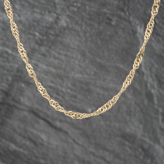Second Hand 9ct Yellow Gold Twisted 16 Inch Curb Chain 41162059