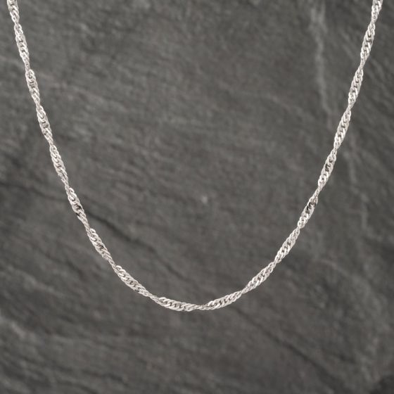 Second Hand 9ct White Gold Twisted 18 Inch Curb Chain 41162188