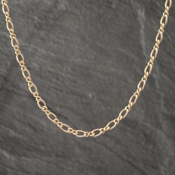 Second Hand 9ct Yellow Gold 2+1 Link 18 Inch Figaro Chain 41162189