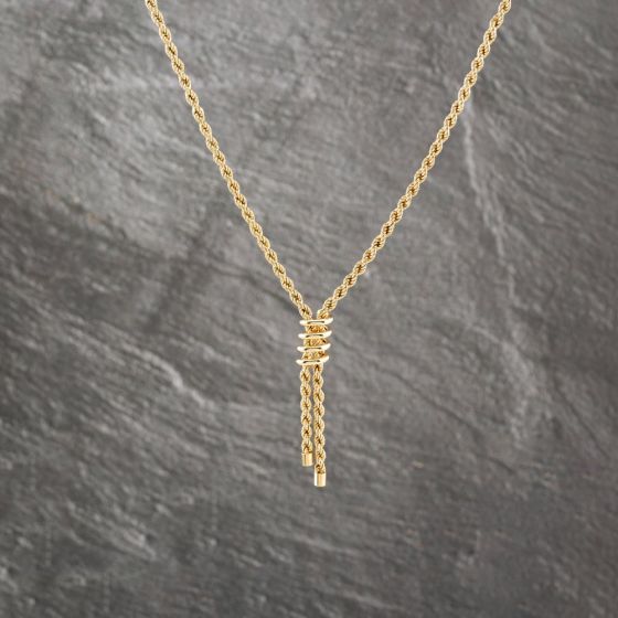 Second Hand 9ct Yellow Gold Tassle Drop 17 Inch Rope Chain 41162214
