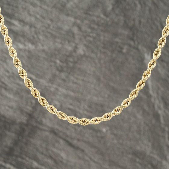 Second Hand 9ct Yellow Gold 18 Inch Rope Chain 41162247 - thbaker.co.uk