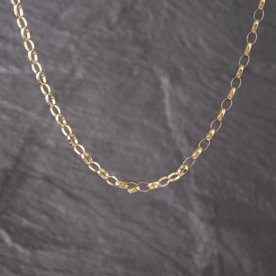 Second Hand 9ct Yellow Gold Oval Diamond Cut 18 Inch Belcher Chain 41162297