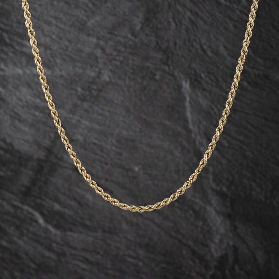 Second Hand 9ct Yellow Gold Twisted 24 Inch Rope Chain 41162322