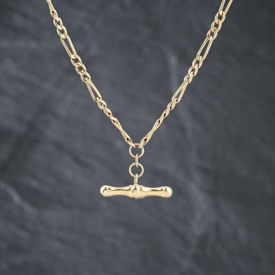 Second Hand 9ct Yellow Gold T-Bar 18 Inch Figaro Chain 41162370