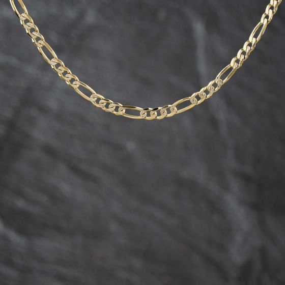 Second Hand 9ct Two Colour Gold 16 Inch Figaro Chain 41162383