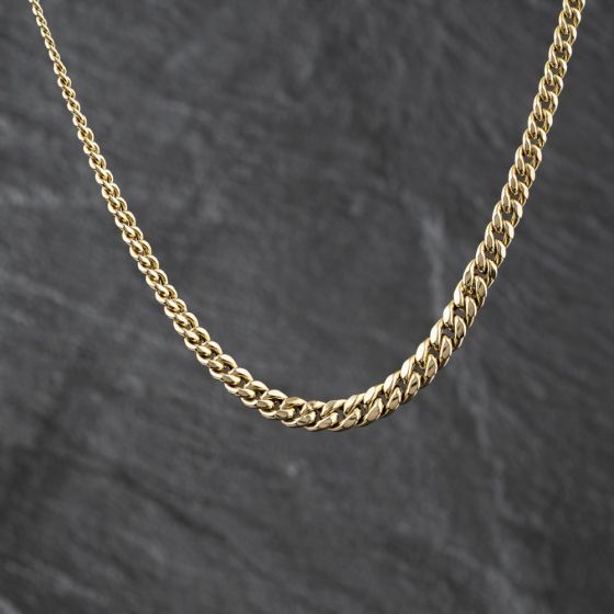 Second Hand 9ct Yellow Gold Graduated 18 Inch Curb Chain 41162435
