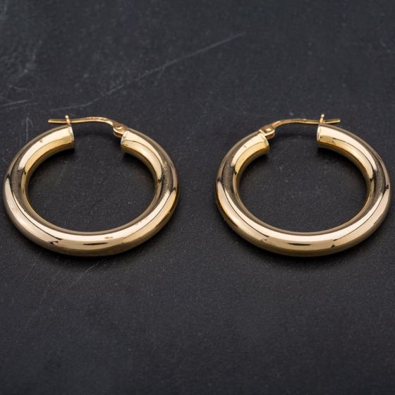 Second Hand 9ct Yellow Gold Round Twisted Hoop Earrings 4117023