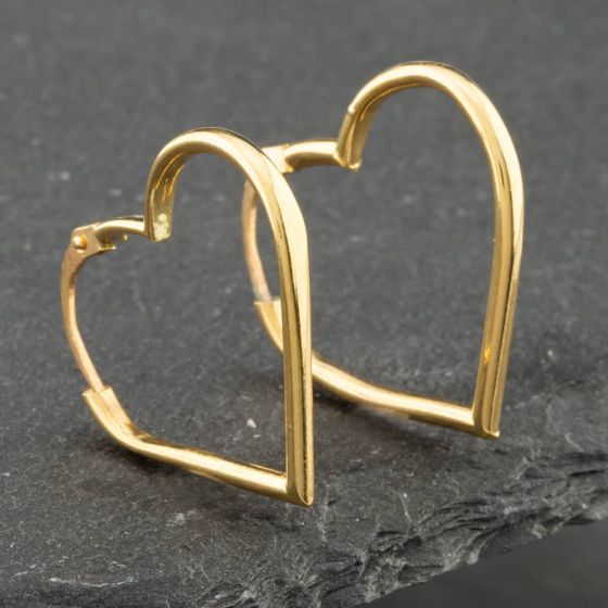 Second Hand Yellow Gold Heart Hoop Earrings 41171232