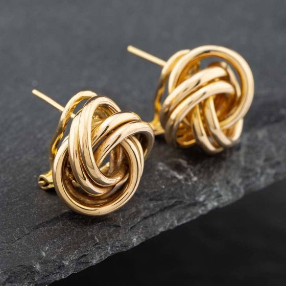 Second Hand 9ct Yellow Gold Large Knot Stud Earrings 41171385