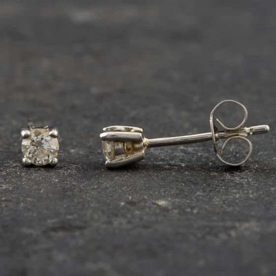 Second Hand Platinum 3mm 0.30ct Brilliant Cut Diamond Stud Earrings 41171924