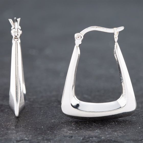 Second Hand White Gold Square Plain 22mm Creole Earrings 41172029