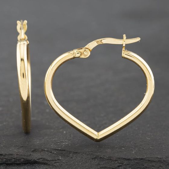 Second Hand 9ct Yellow Gold 22.8mm Heart Shape Hoop Earrings 41172425