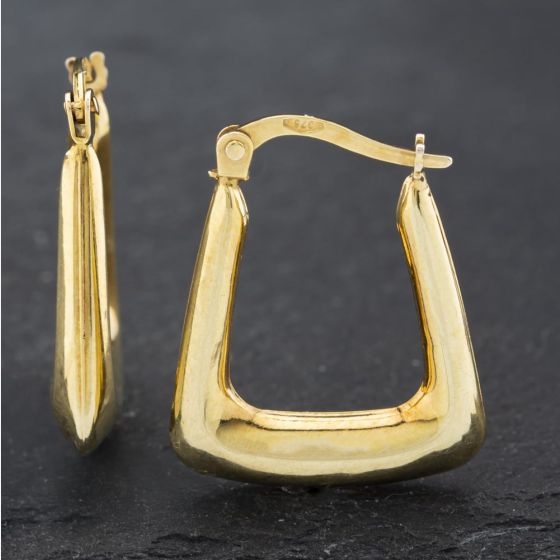 Second Hand Yellow Gold 20.4mm Plain Oblong Creole Earrings 41172541