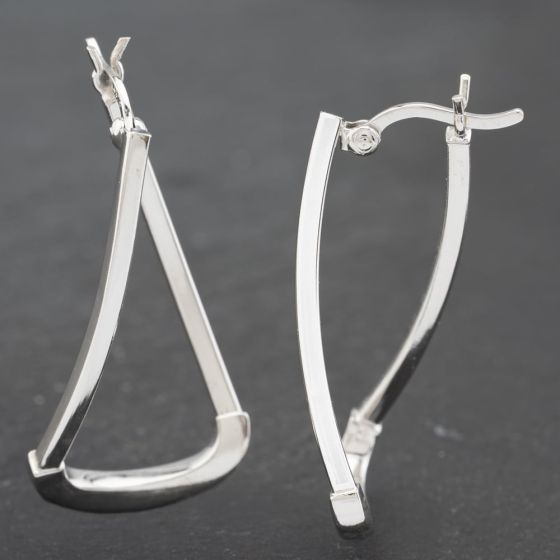 Second Hand White Gold 31mm Plain Hoop Earrings 41172565