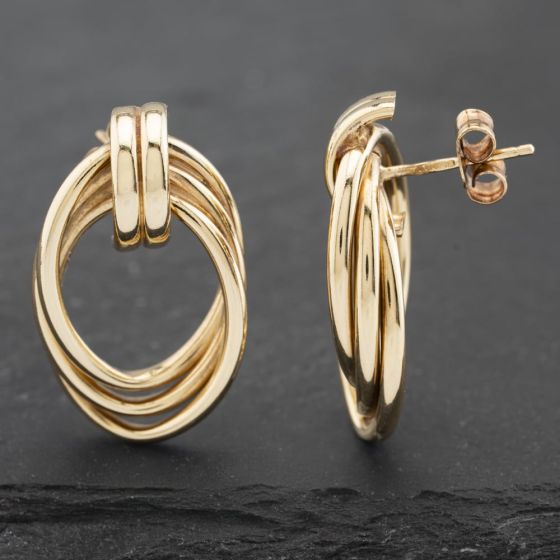 Second Hand 9ct Yellow Gold 24mm Knot Stud Earrings 41172568