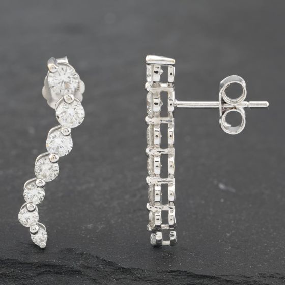 Second Hand White Gold 20mm Cubic Zirconia Set Stud Earrings 41172573