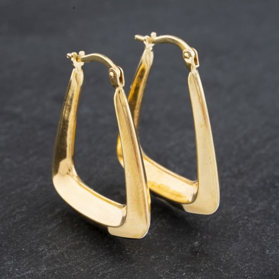 Second Hand Yellow Gold 26.5mm Plain Oblong Creole Earrings 41172898