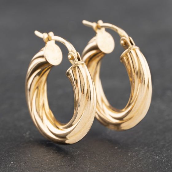 Second Hand Yellow Gold 19mm Small Twist Hoop Earrings 41172952